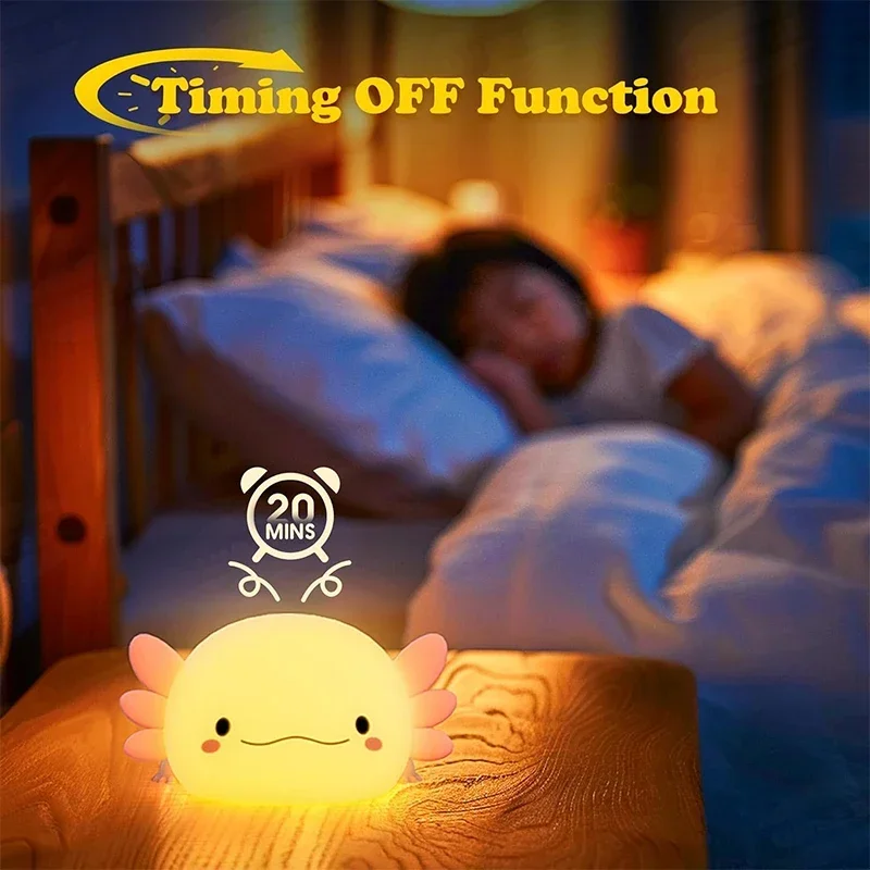 Cute Axolotl Night Light Silic - Baby Nursery Pink ulasan dan harga