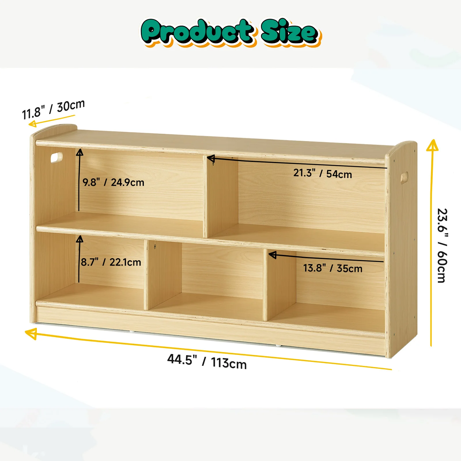 2-Tier Wood Montessori Cabinet - Baby Bookshelf Small ulasan dan harga