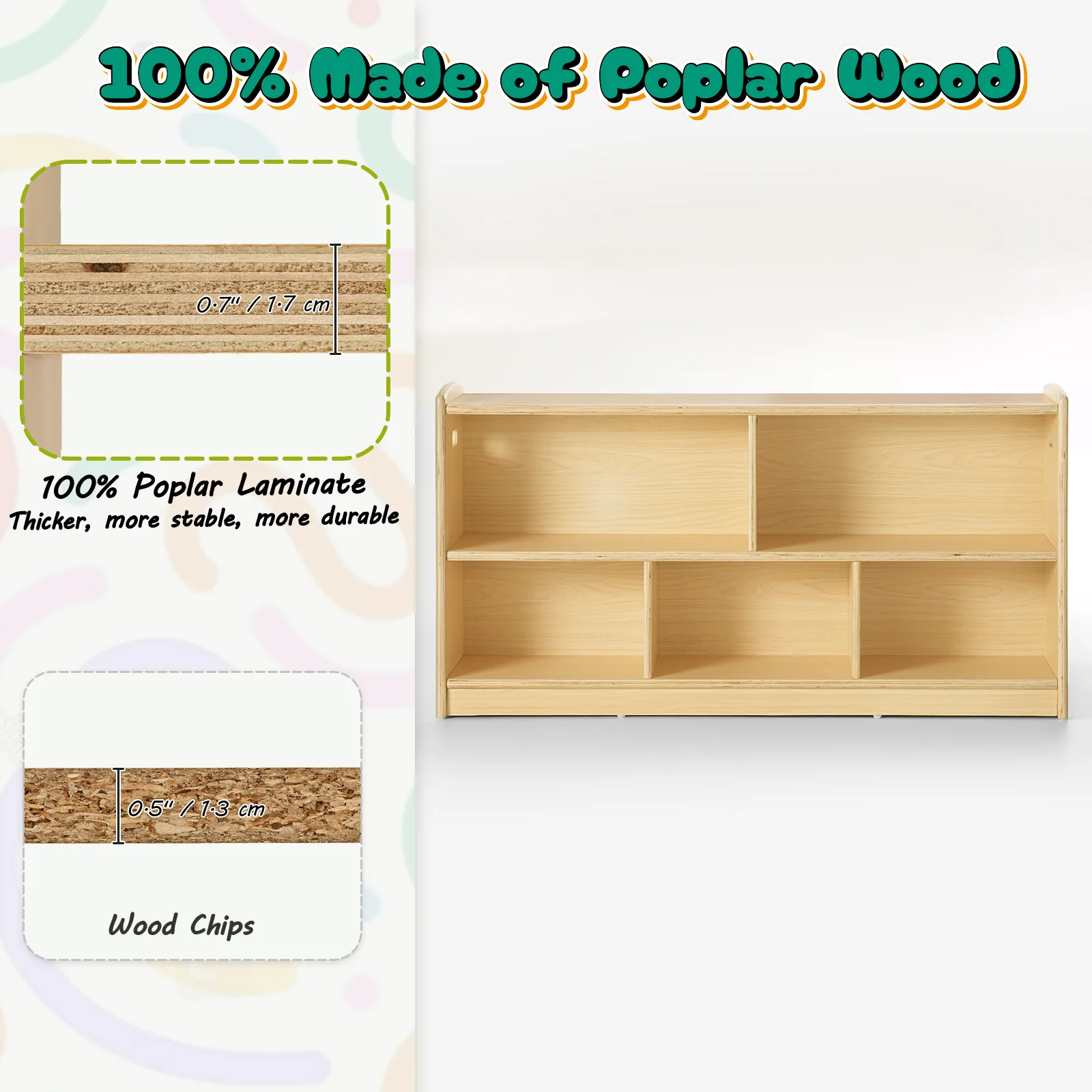 2-Tier Wood Montessori Cabinet - Baby Bookshelf Small ulasan dan harga