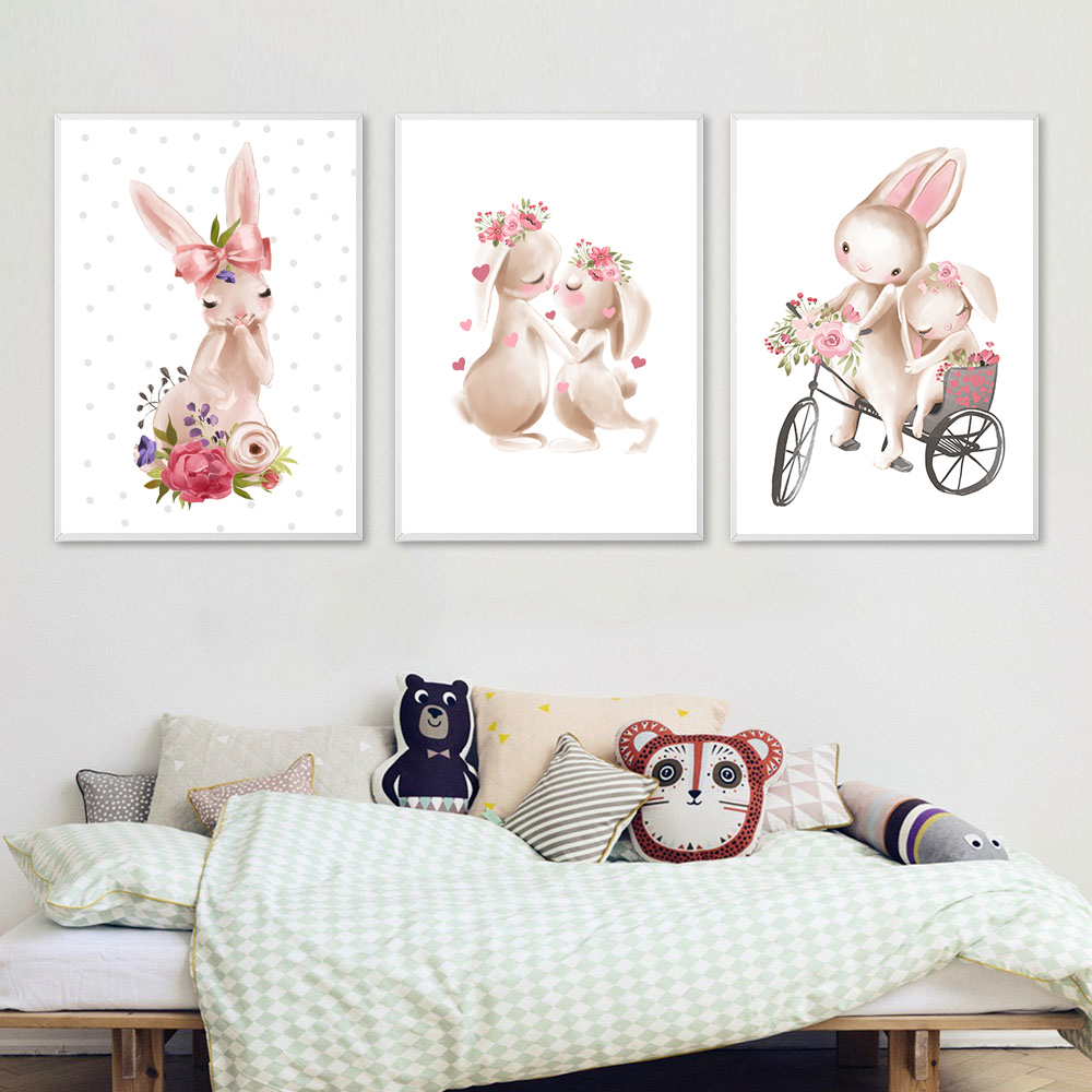 Rabbit animal print, pink flow - Baby Nursery Pink ulasan dan harga
