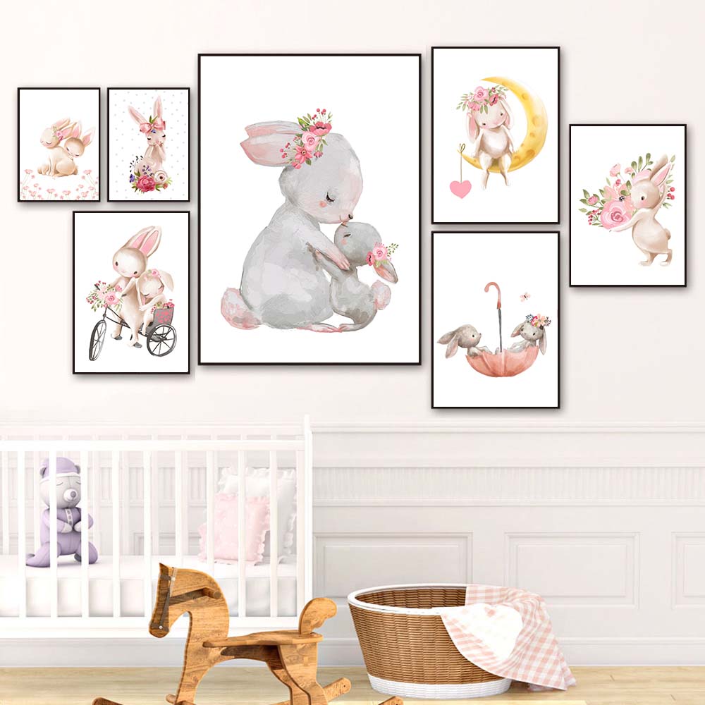 Rabbit animal print, pink flow - Baby Nursery Pink ulasan dan harga