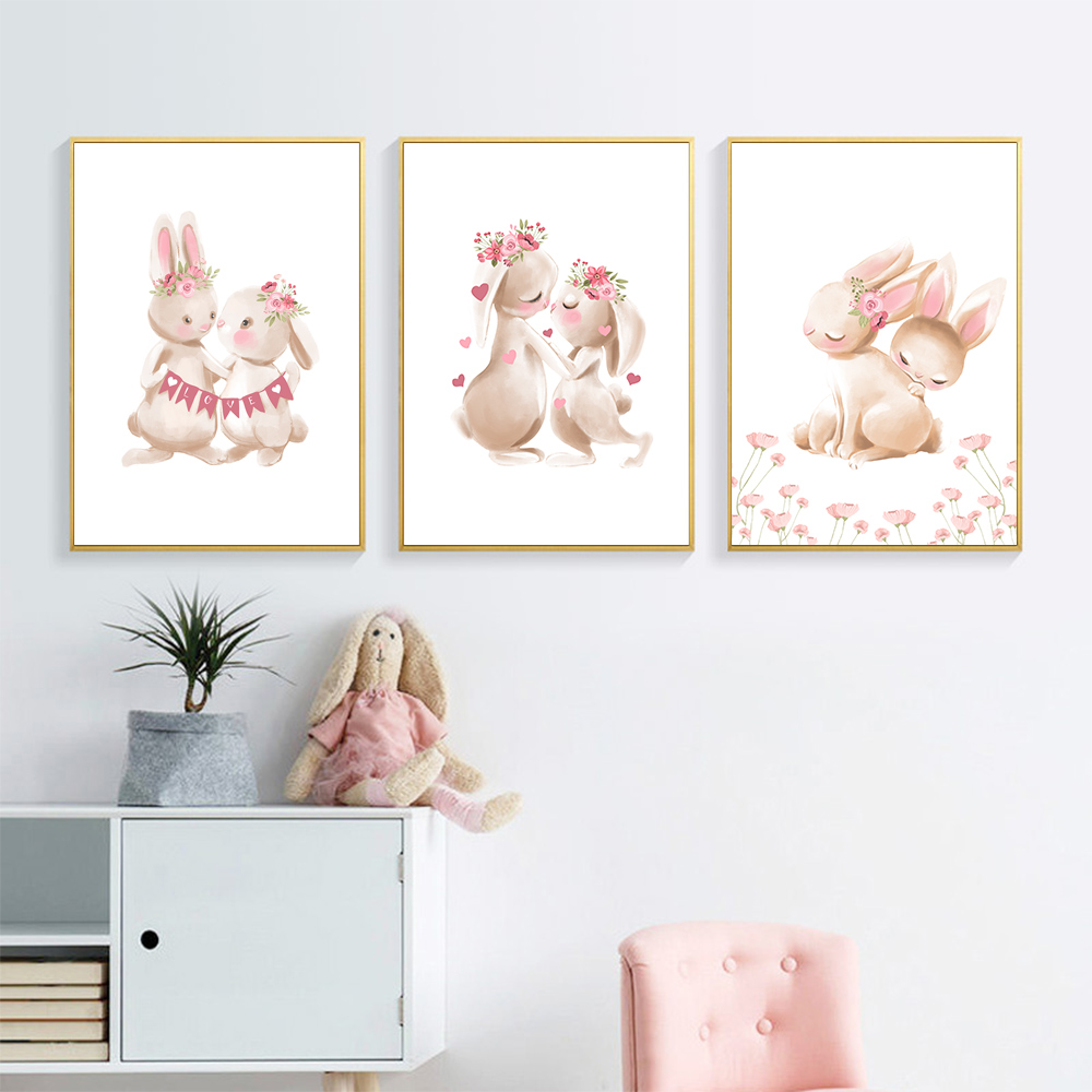 Rabbit animal print, pink flow - Baby Nursery Pink ulasan dan harga