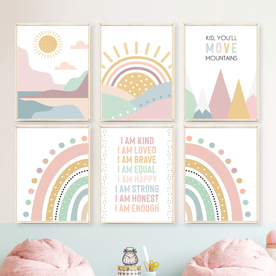 Pink Mountain Sun Rainbow Quot - Baby Nursery Pink ulasan dan harga