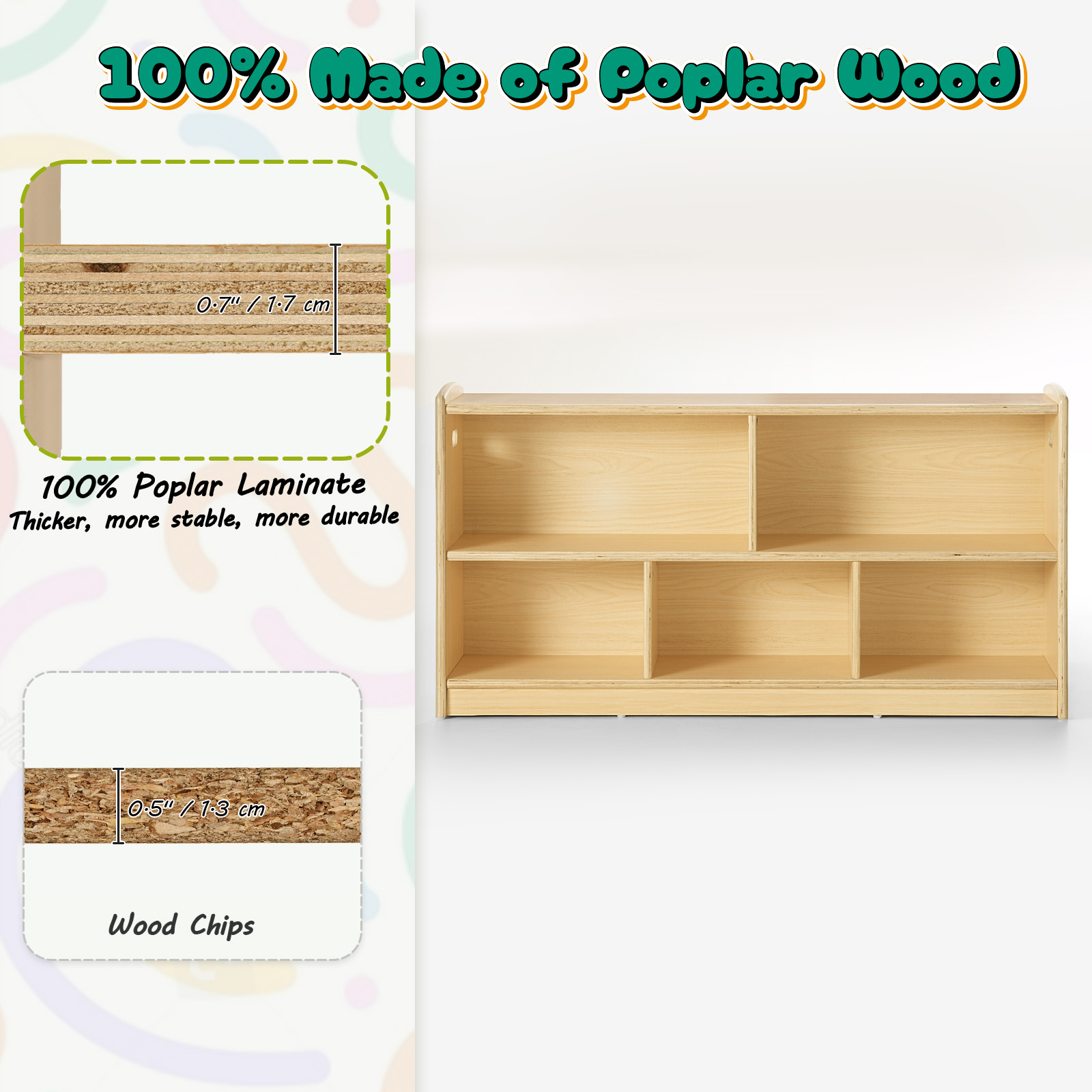 2-Tier Wood Montessori Cabinet - Baby Bookshelf Small ulasan dan harga